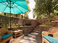 stone steps in patio area